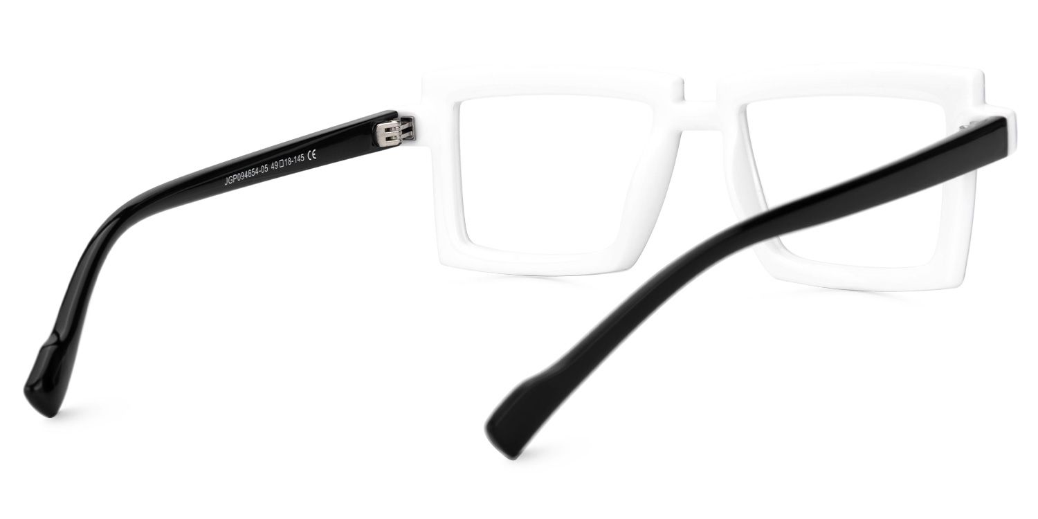 Zephyr White Cyberpunk Rectangle Frame Glasses | ZEELOOL UK5