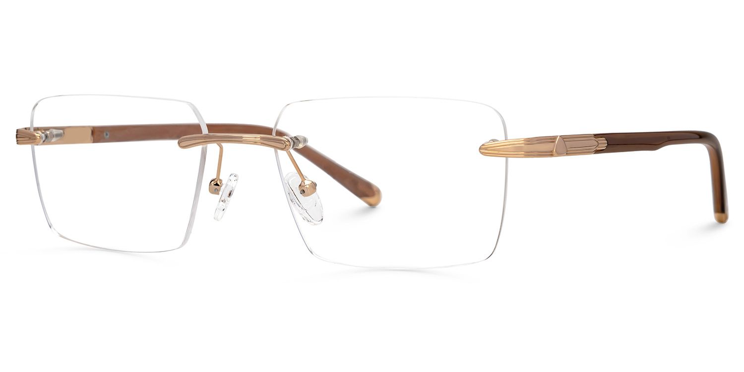 Brown Mixed-Materials Rectangle Eyeglasses- Savitrie1