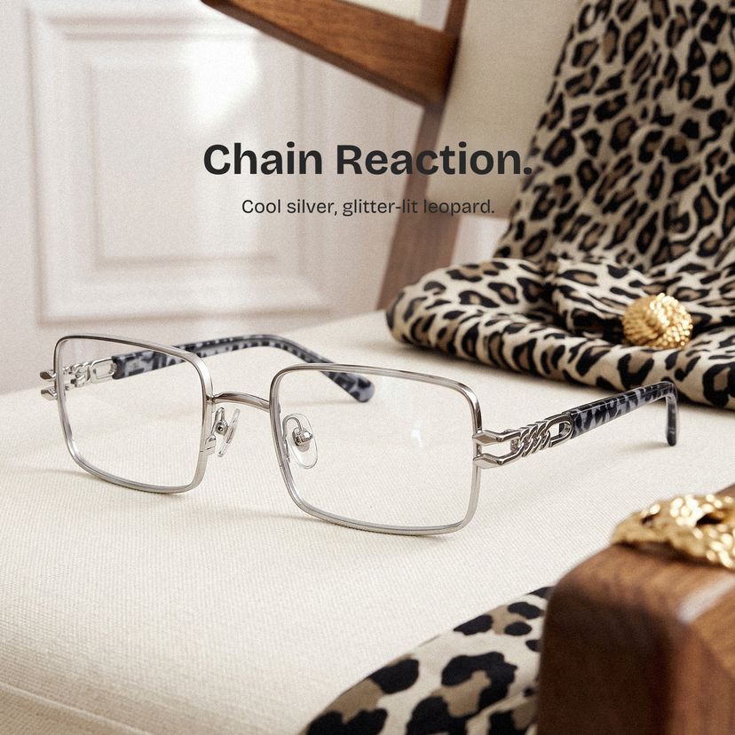 Olivia Silver Rectangle Glasses