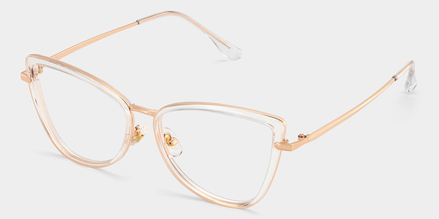 Cat eye Clear Eyeglasses- Sloane Mixed Frame Glasses2