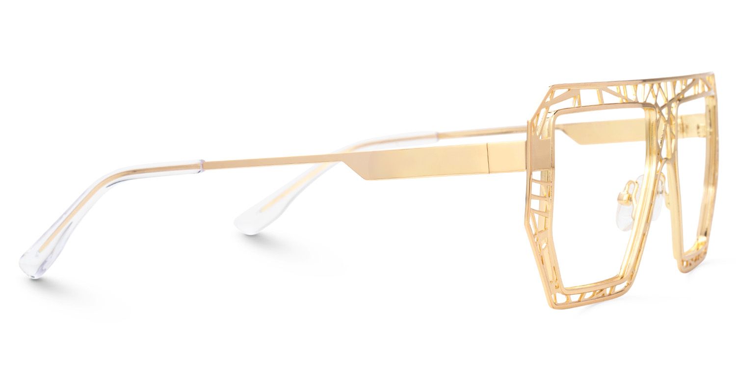 Blake Gold Glasses with Geometric Extra Large Frames | ZEELOOL UK2