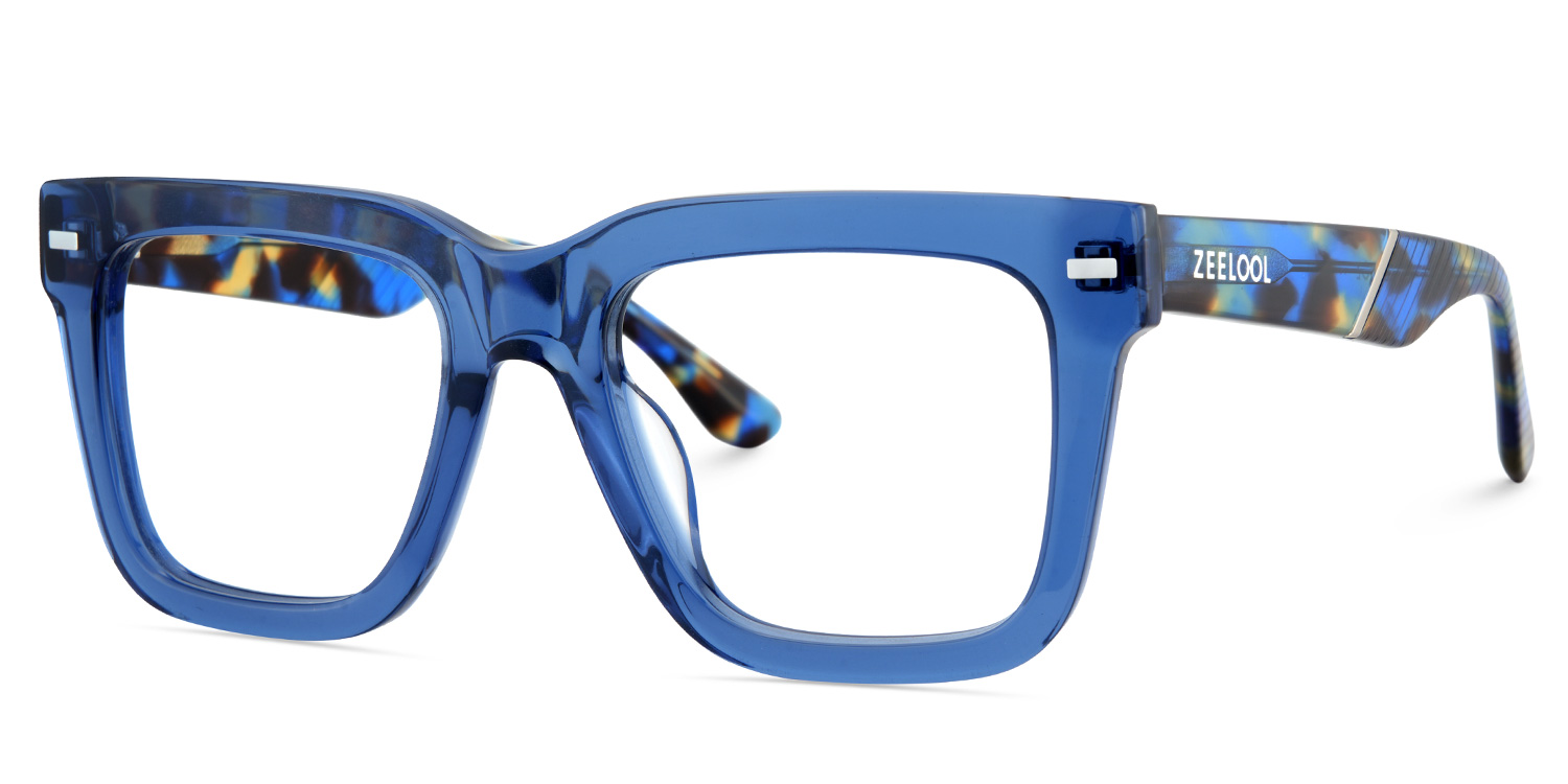 Thick Blue Frame Glasses For Men3