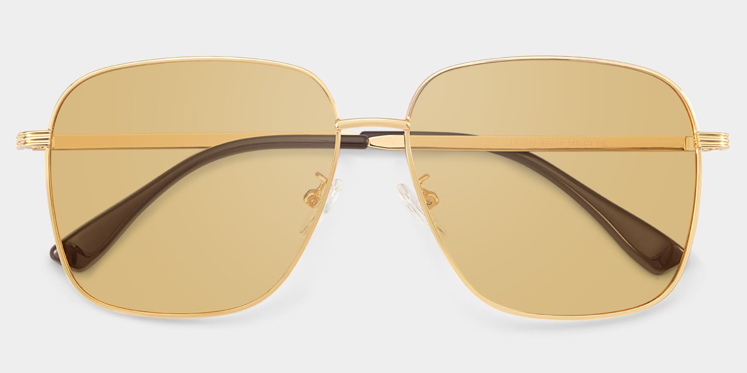 Valentina Square Sunglasses with Metal Gold Frames | ZEELOOL CA2