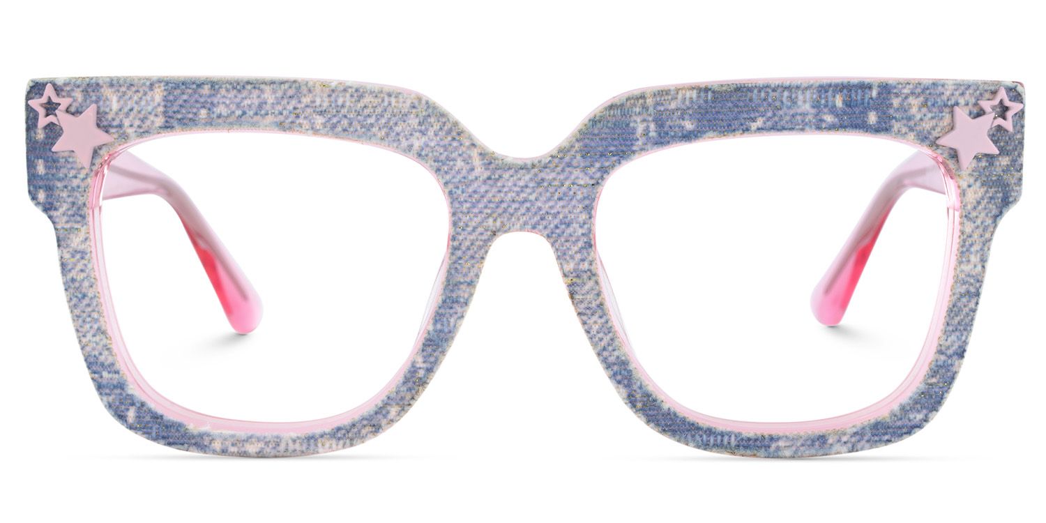 Teresita Thick Blue Denim Glasses in Square Design | ZEELOOL UK1