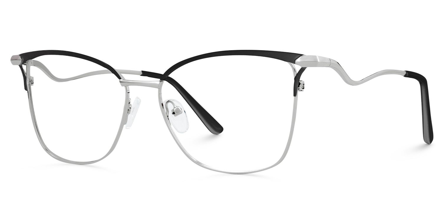 Square Frames For Women With Black And Silver Frame1