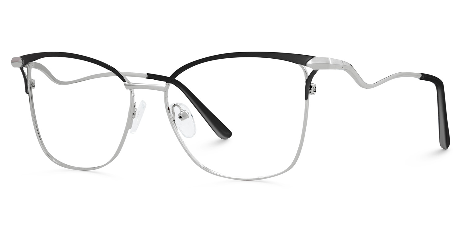 Square Frames For Women With Black And Silver Frame1