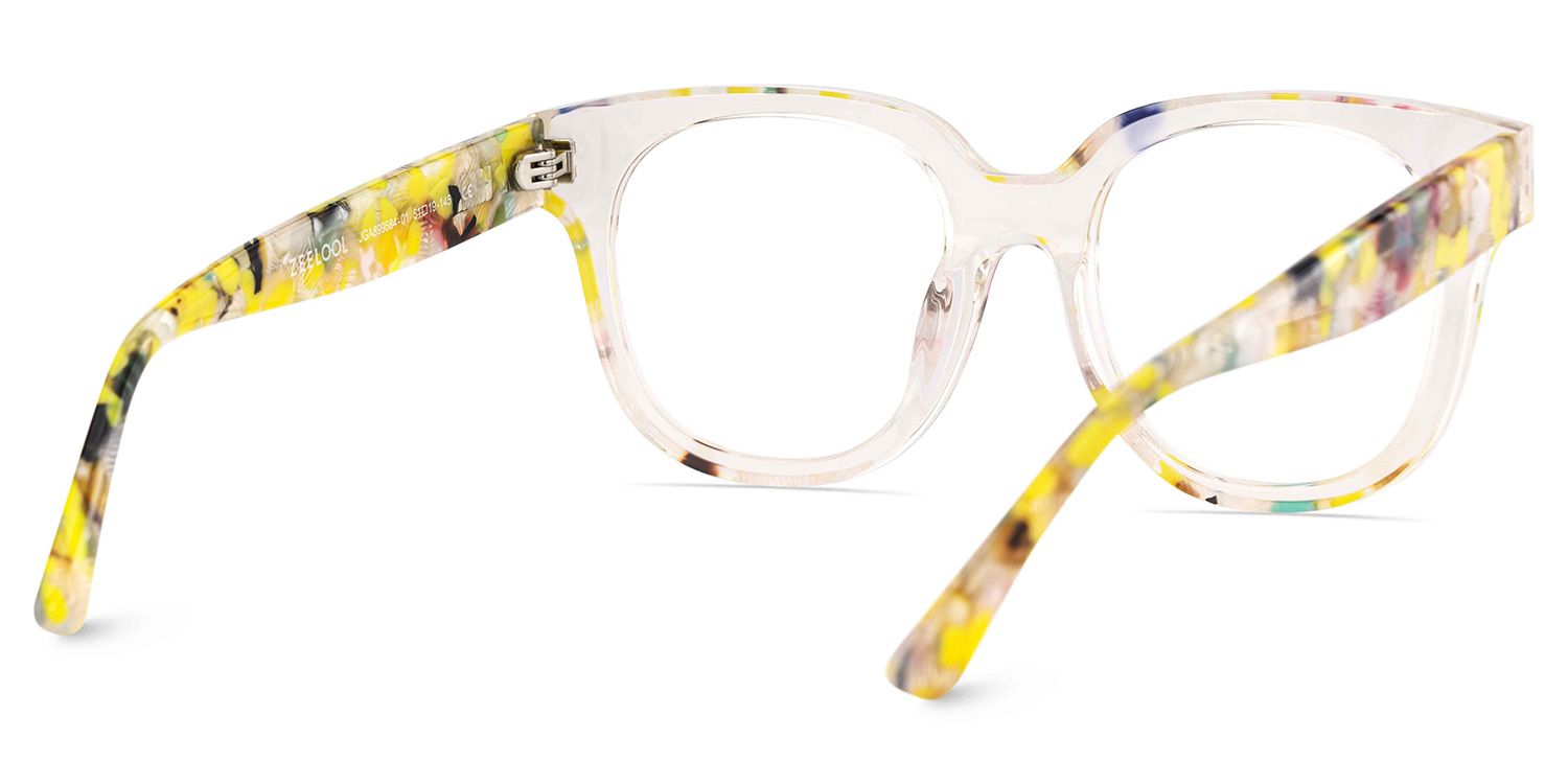 Jett Acetate Yellow Frame Glasses with Square Shape | ZEELOOL UK5
