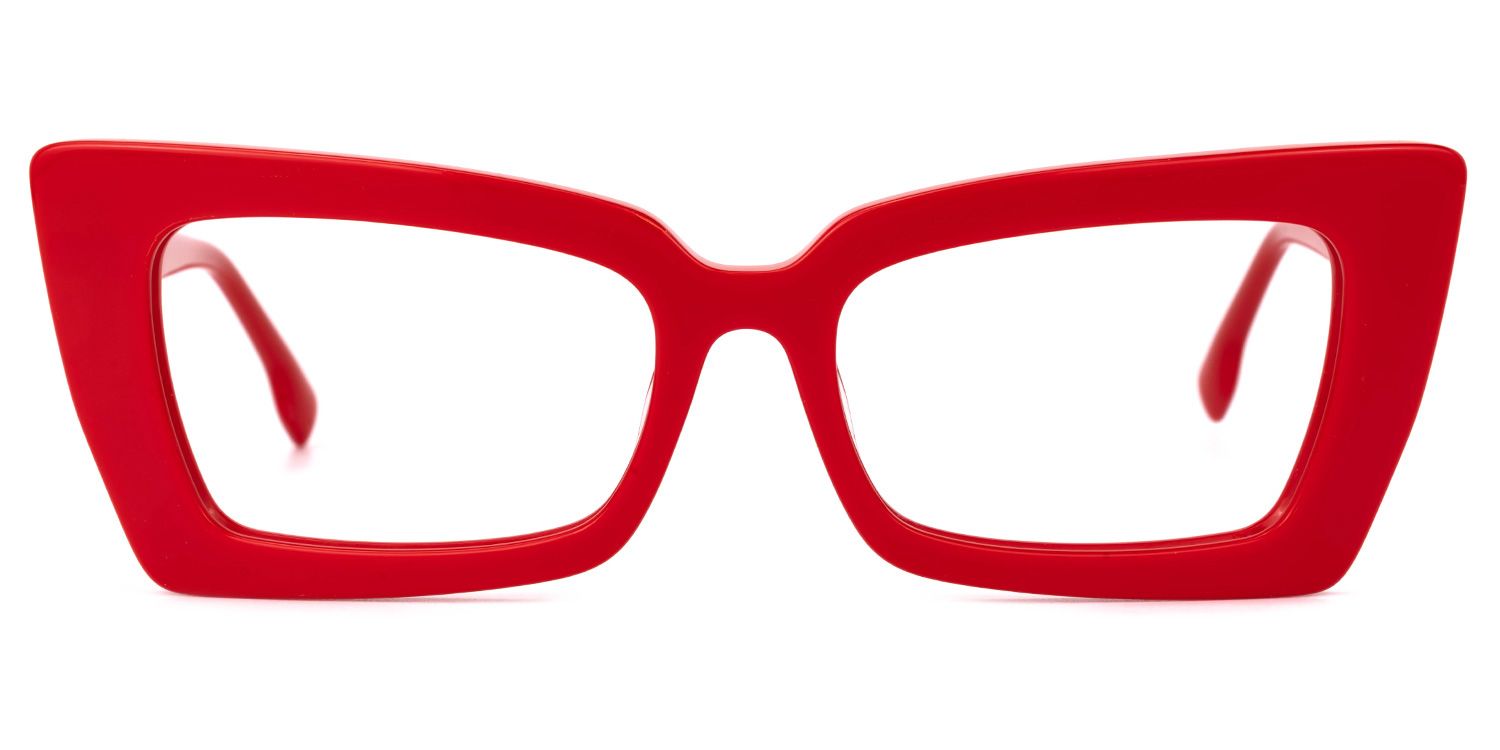 Newell Bright Red Rectangle Large Frame Glasses | ZEELOOL UK0