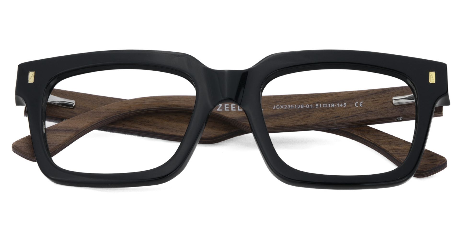 Black Rectangle Glasses With Wood Temples For Men2