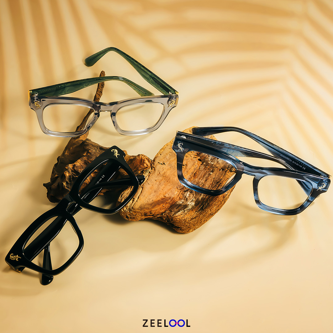 Square Gray Classic Glasses With Green Arms - Dodard Acetate Frame Glasses6