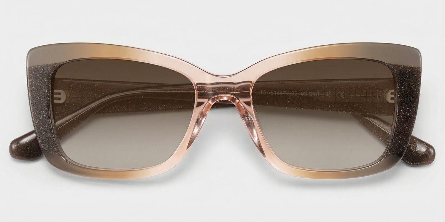 Leona Rectangle Brown Omber Glasses with Glittering Powder | ZEELOOL1