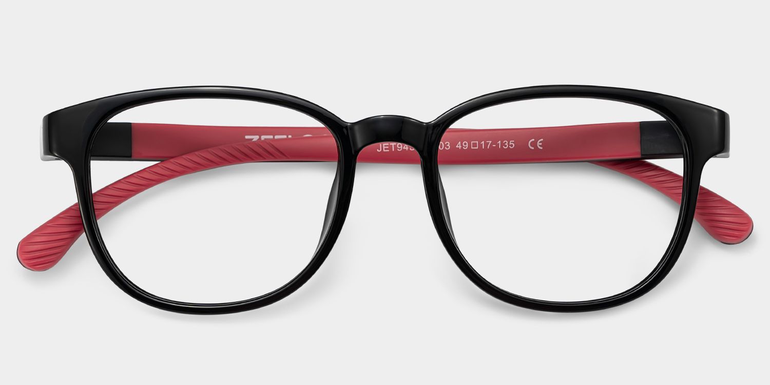 Dale Round Black Red Frame Eyeglasses for Pre-tweens1
