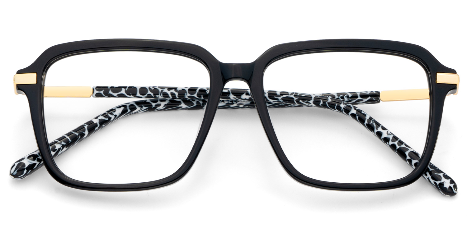 Black Thin Glasses with Square Shape at Zeelool2