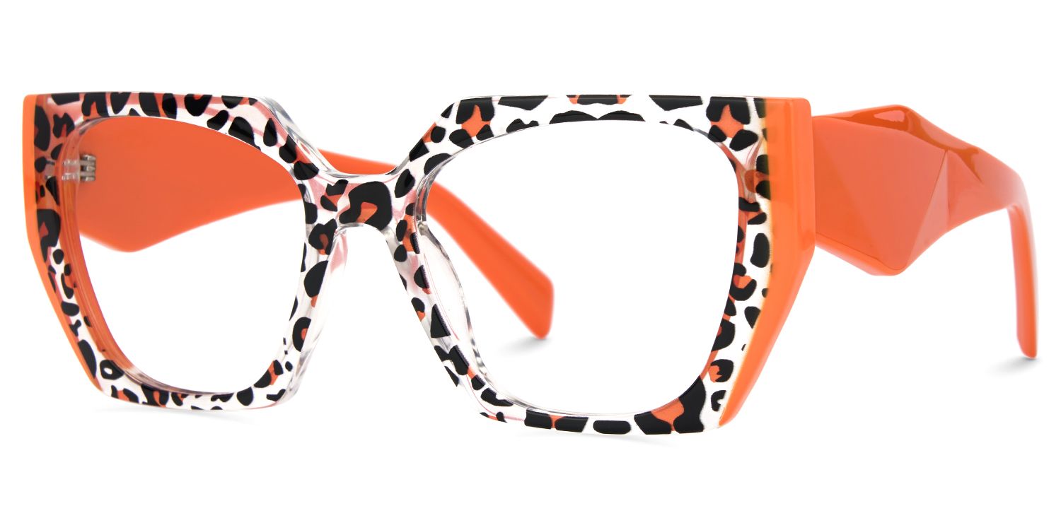 Affordable Hexagonal Orange Tortoiseshell Glasses2