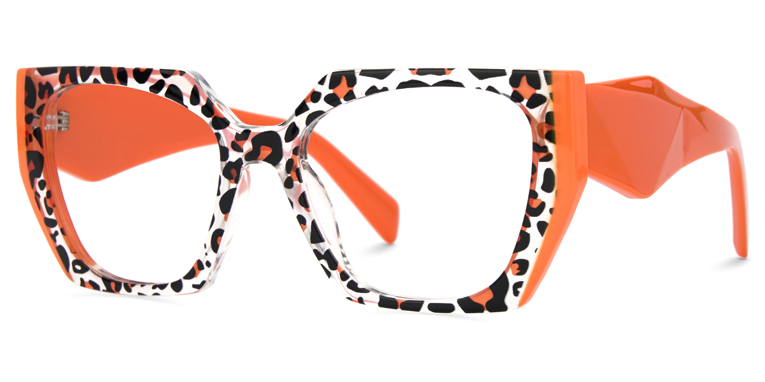 Affordable Hexagonal Orange Tortoiseshell Glasses2