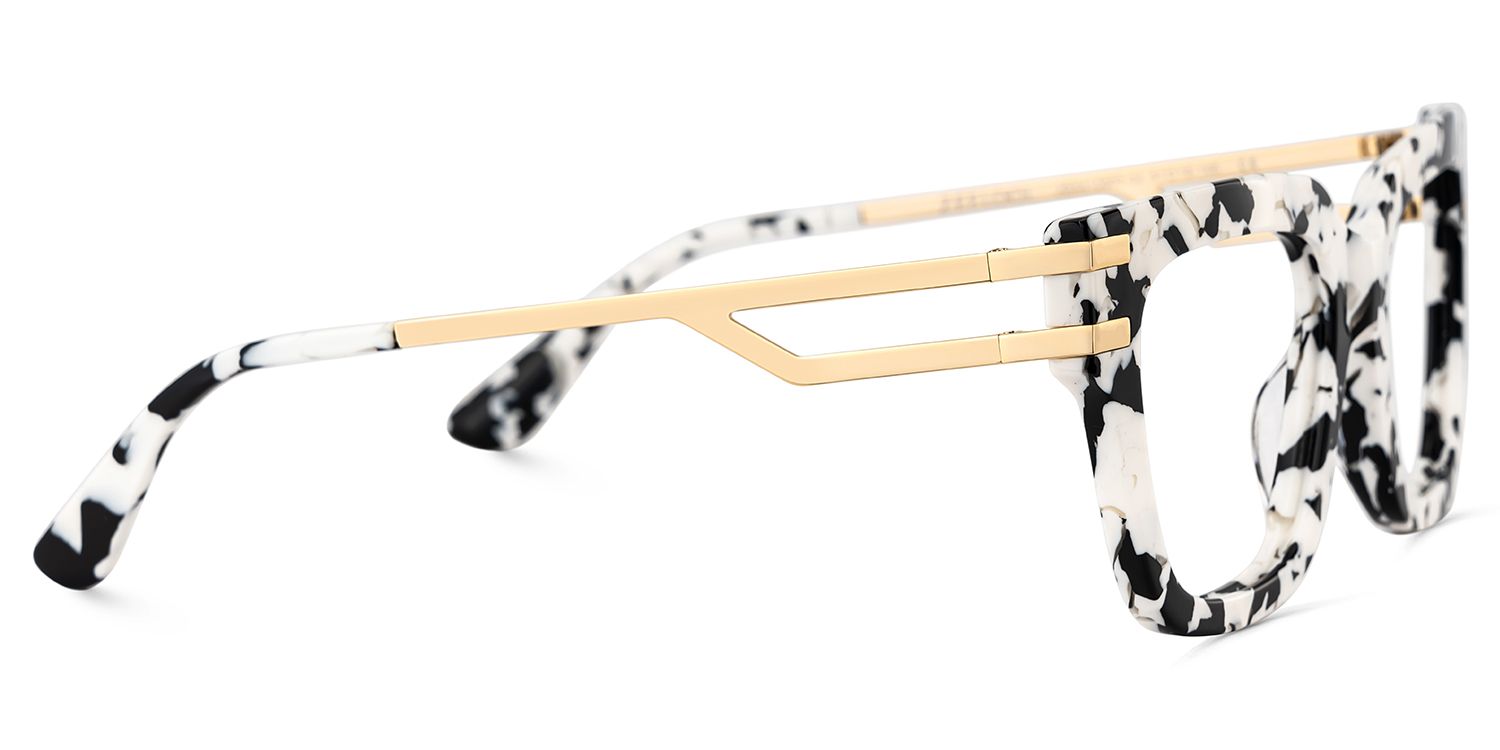 Square Cat-Eye Glasses With Cow Pattern4