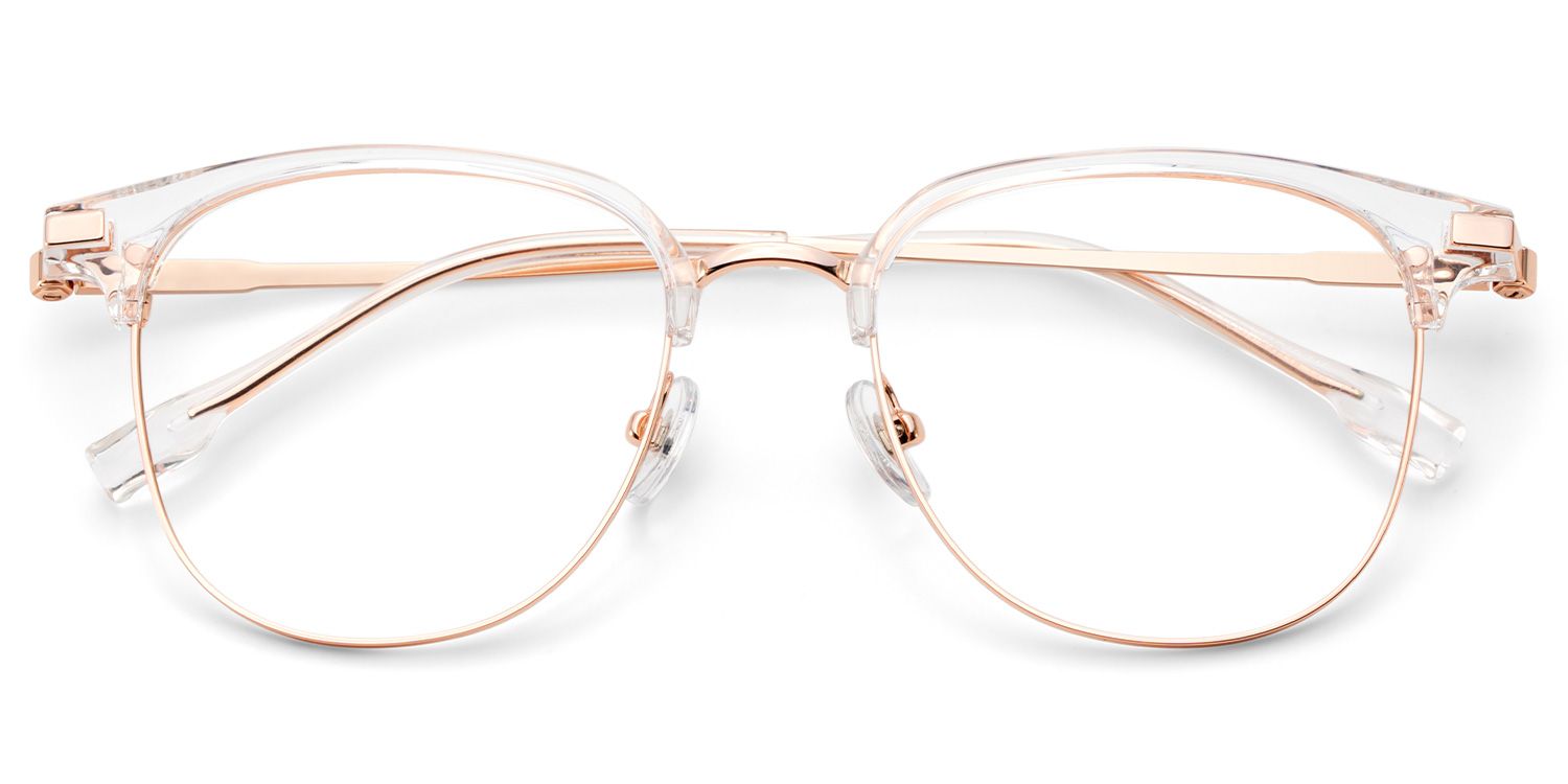 Oversized Browline Glasses With Clear and Rose Gold Color2