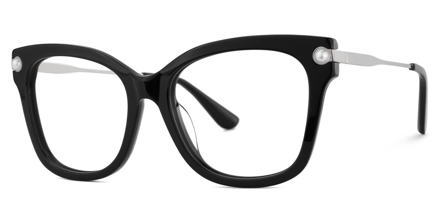 Square Black Glasses With Pearl3
