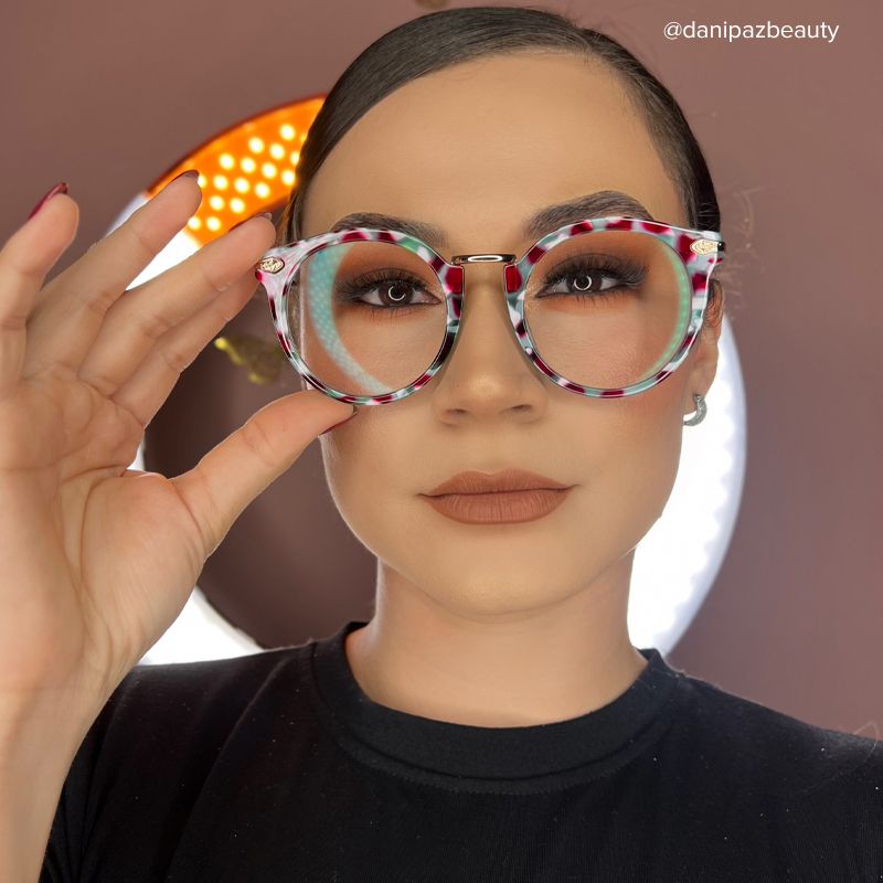 Quentina Round Blue Floral Frame Glasses | ZEELOOL UK9