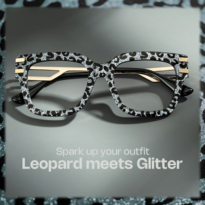 Lidia Square Gray Leopard Glasses