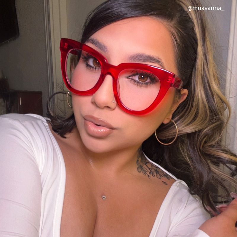 Yaser Cat-eye Red Eyeglasses and Acetate Frames6