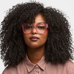 Zerica Square Rose Red Glasses0