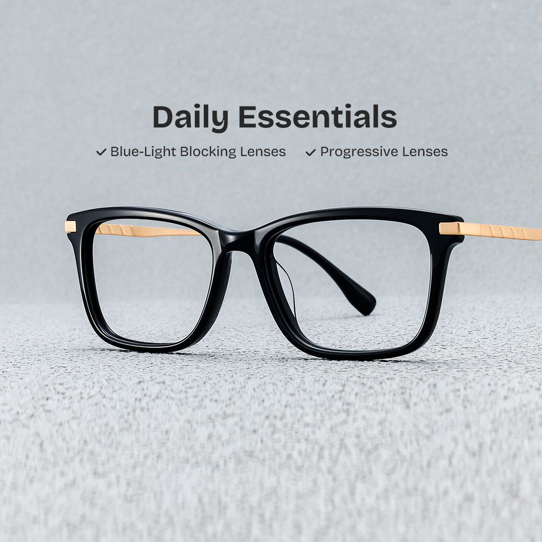 Zane Rectangle Black Color Frame Glasses for Men | ZEELOOL UK0