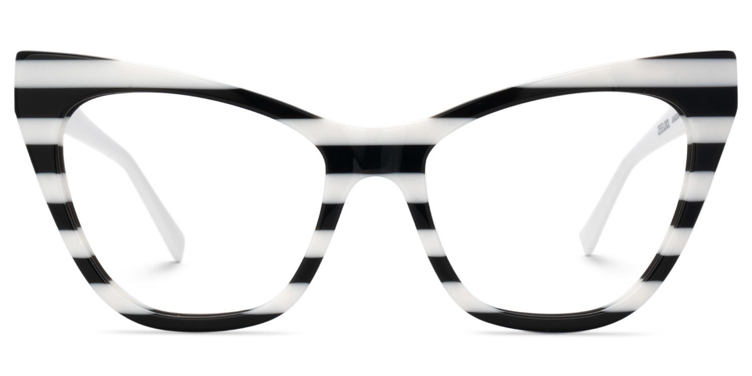 Affordable Black and White Striped Eyeglasses - Gallant On Sale0