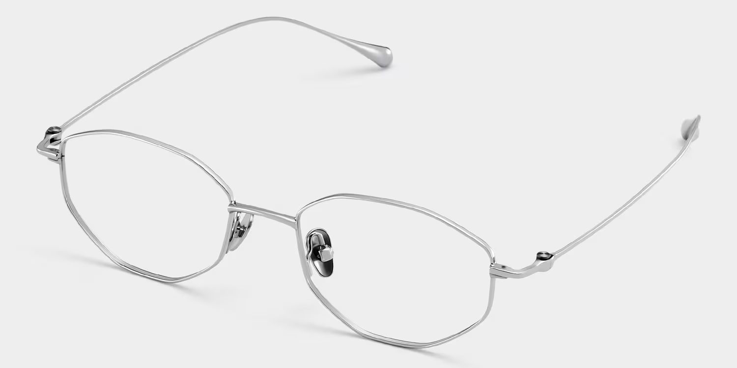 Everett Silver Frame Glasses with Geometric Frame Online |  ZEELOOL UK4