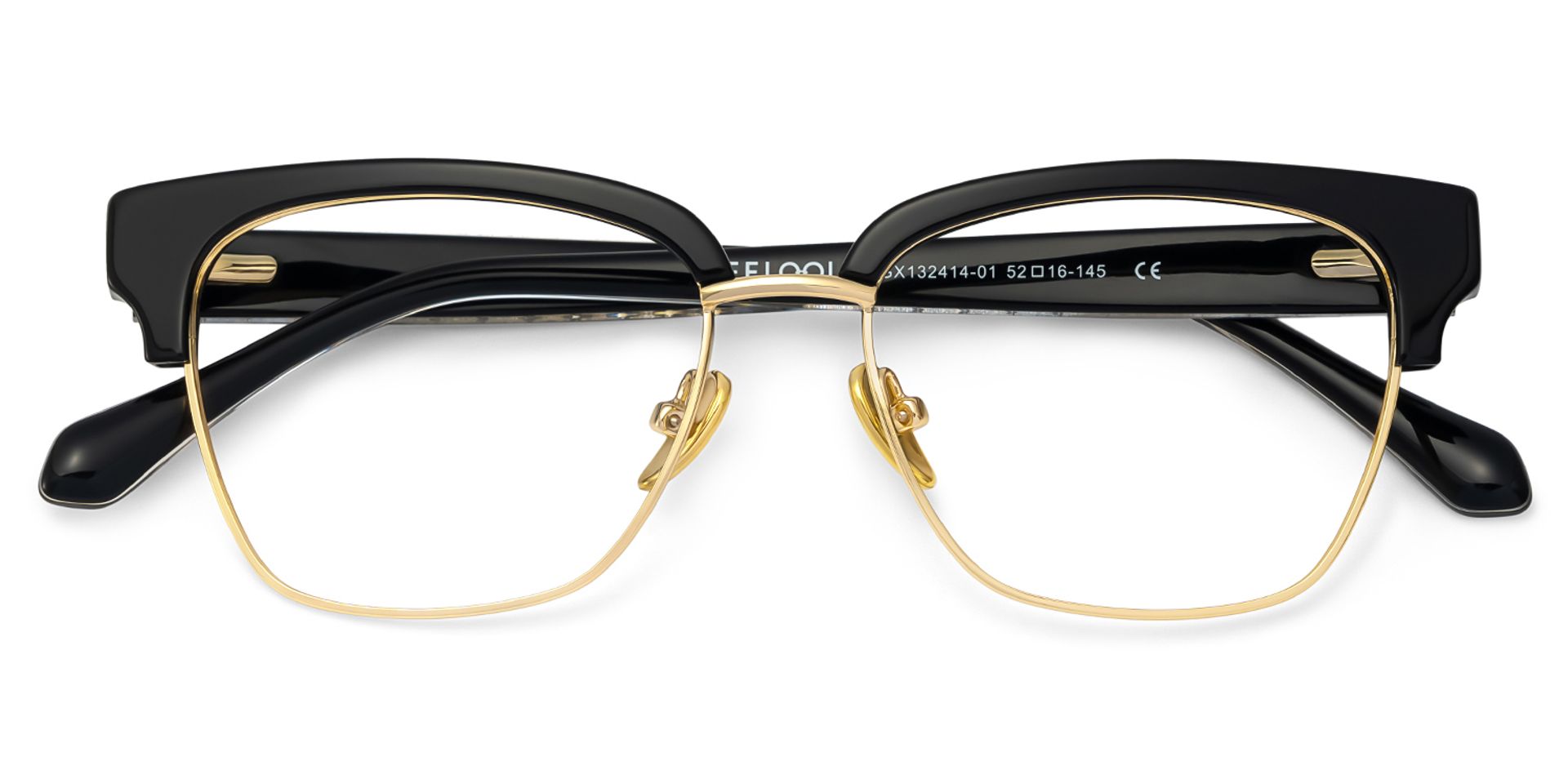 Browline Black Gold Eyeglasses- Ellis Mixed Frame Glasses3