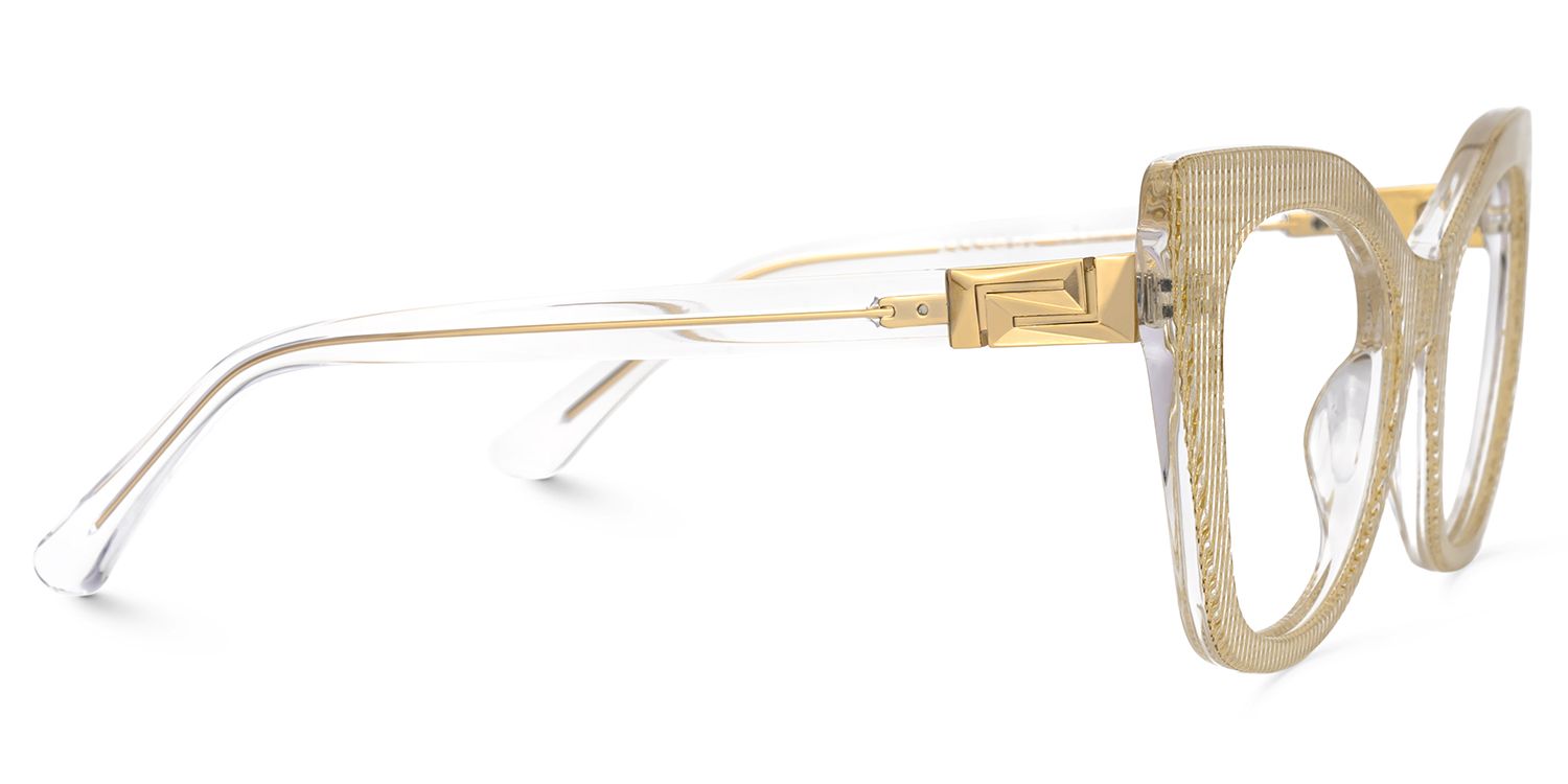 Yellow Gold Full rim Cateye Eyeglasses -Vela on Sale | ZEELOOL UK2