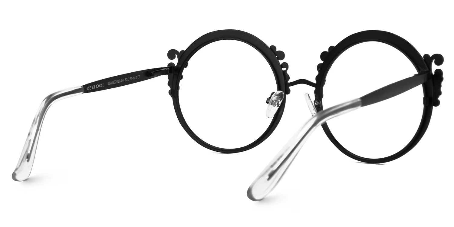 Nelida Designer Black Round Frame Glasses | ZEELOOL UK3