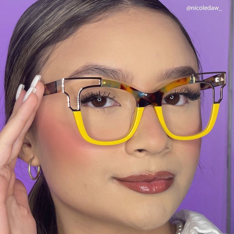 Rhoden Yellow Cateye Frame Glasses | Zeelool12