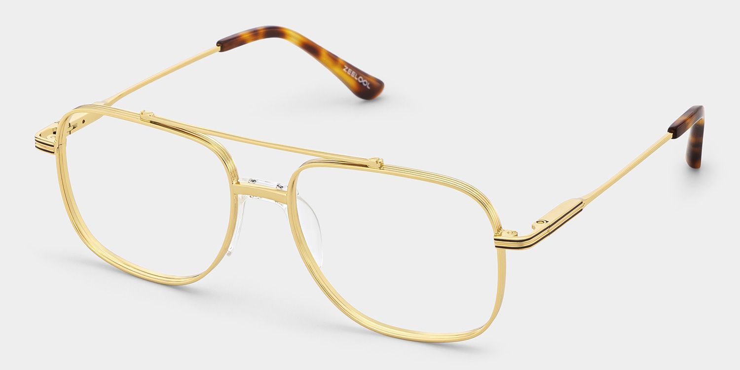 Poppy Gold Aviator Glasses | Striped Varsity Metal2