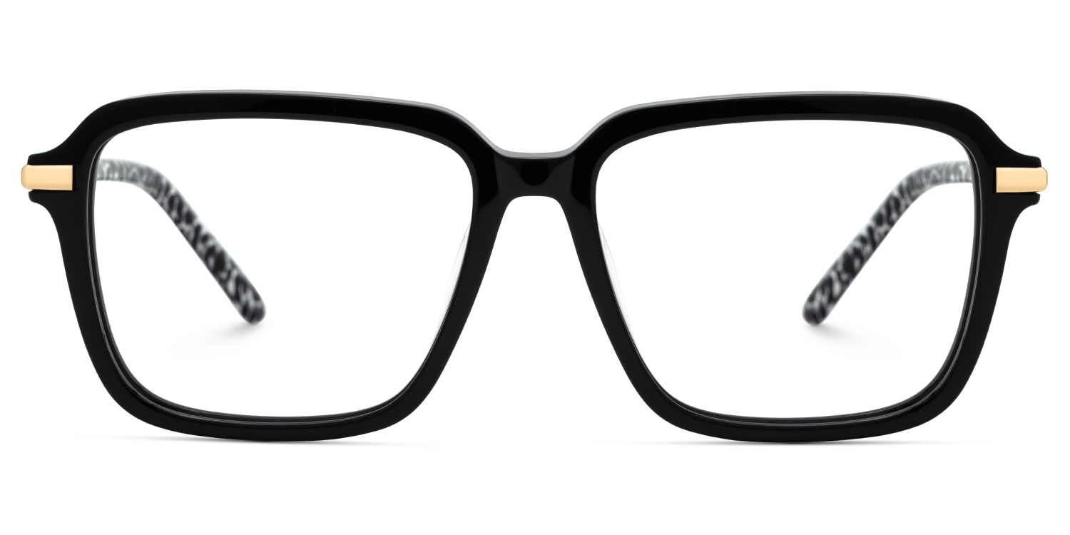 Black Thin Glasses with Square Shape at Zeelool1