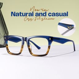 Brookins Blue Brown Rectangle Glasses0