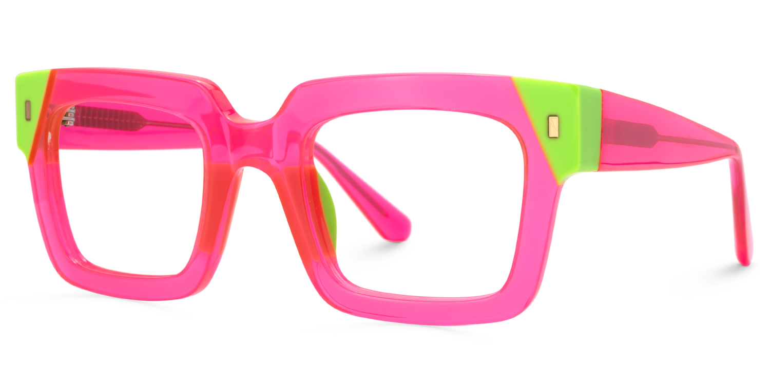 Sarah Rectangle Hot Pink Glasses1