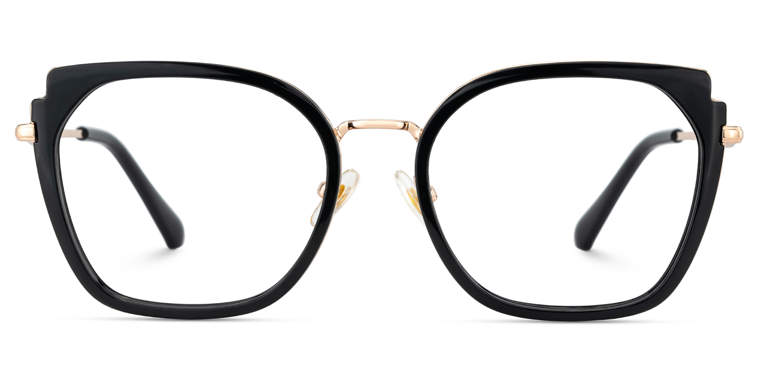 Black Metal Frame Glasses With Wide Size For Women1