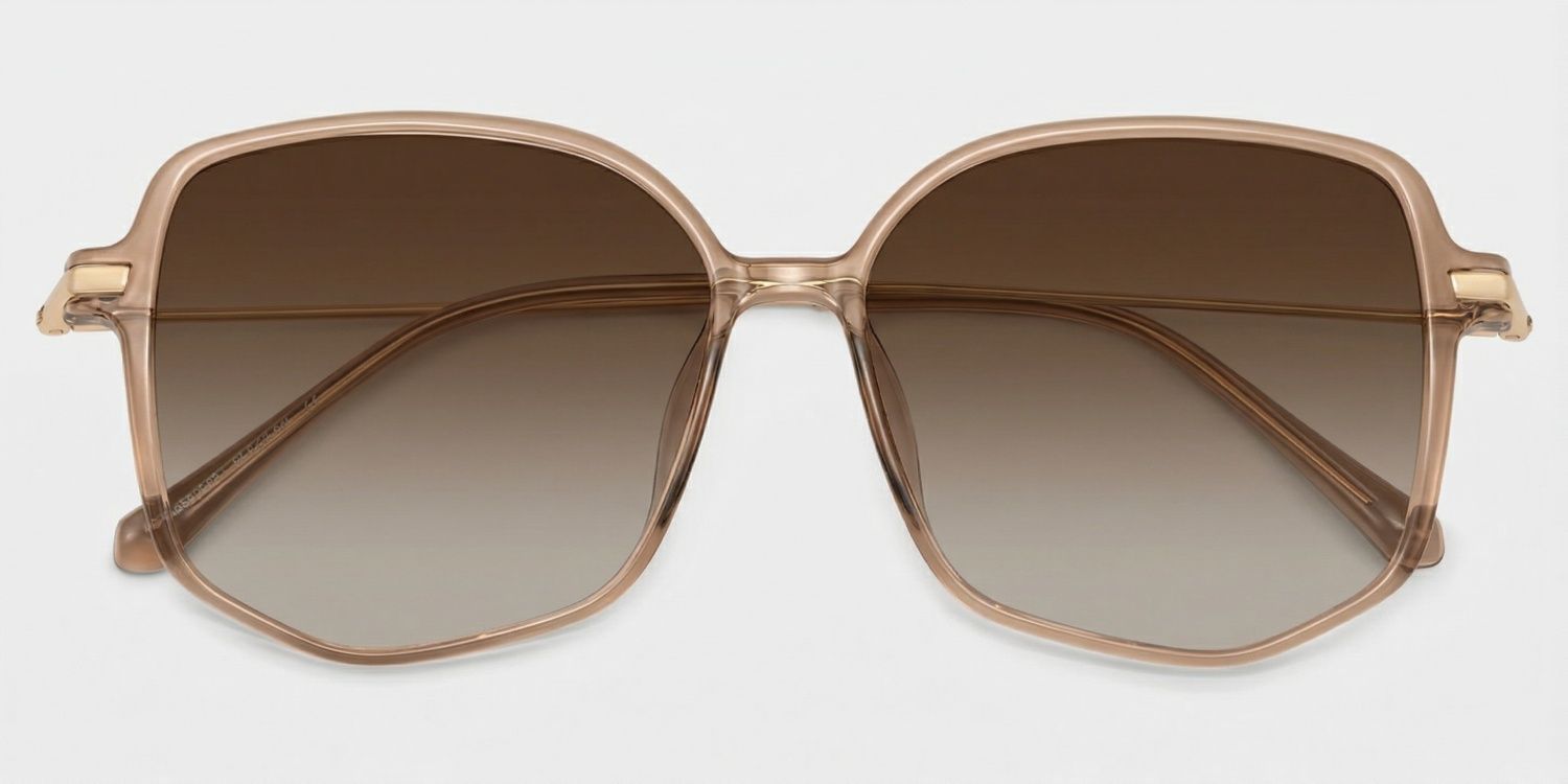 Payton Geometric Beige Frame Glasses | Zeelool Optical1