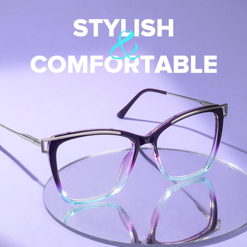 Krystle Square Purple-Blue Glasses