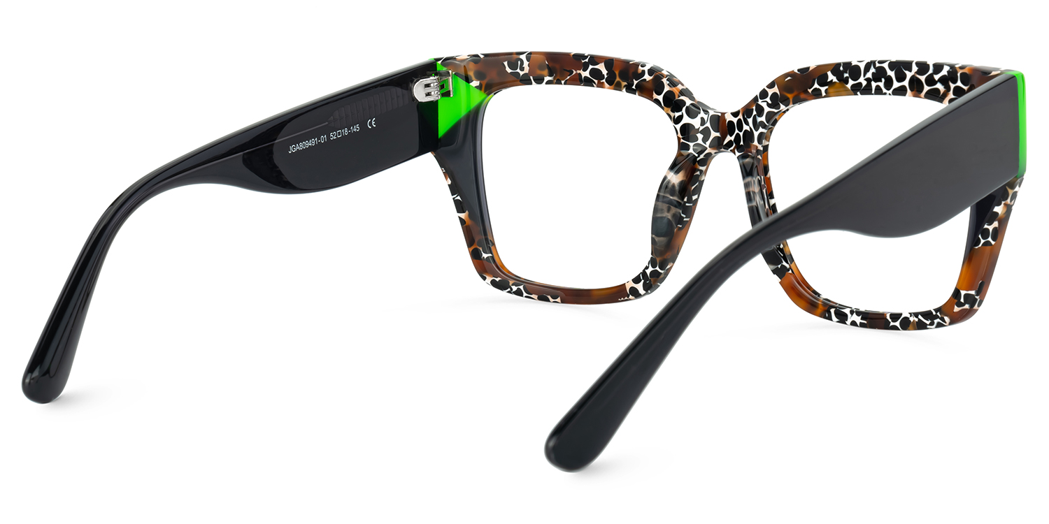 Clody Square Cheetah Print Glasses with Black Arms3