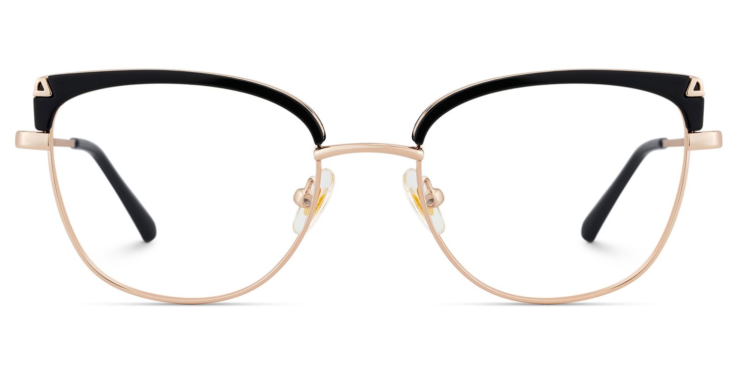 Beau Eyeglasses in Cat eye Black Gold Frame | ZEELOOL UK1
