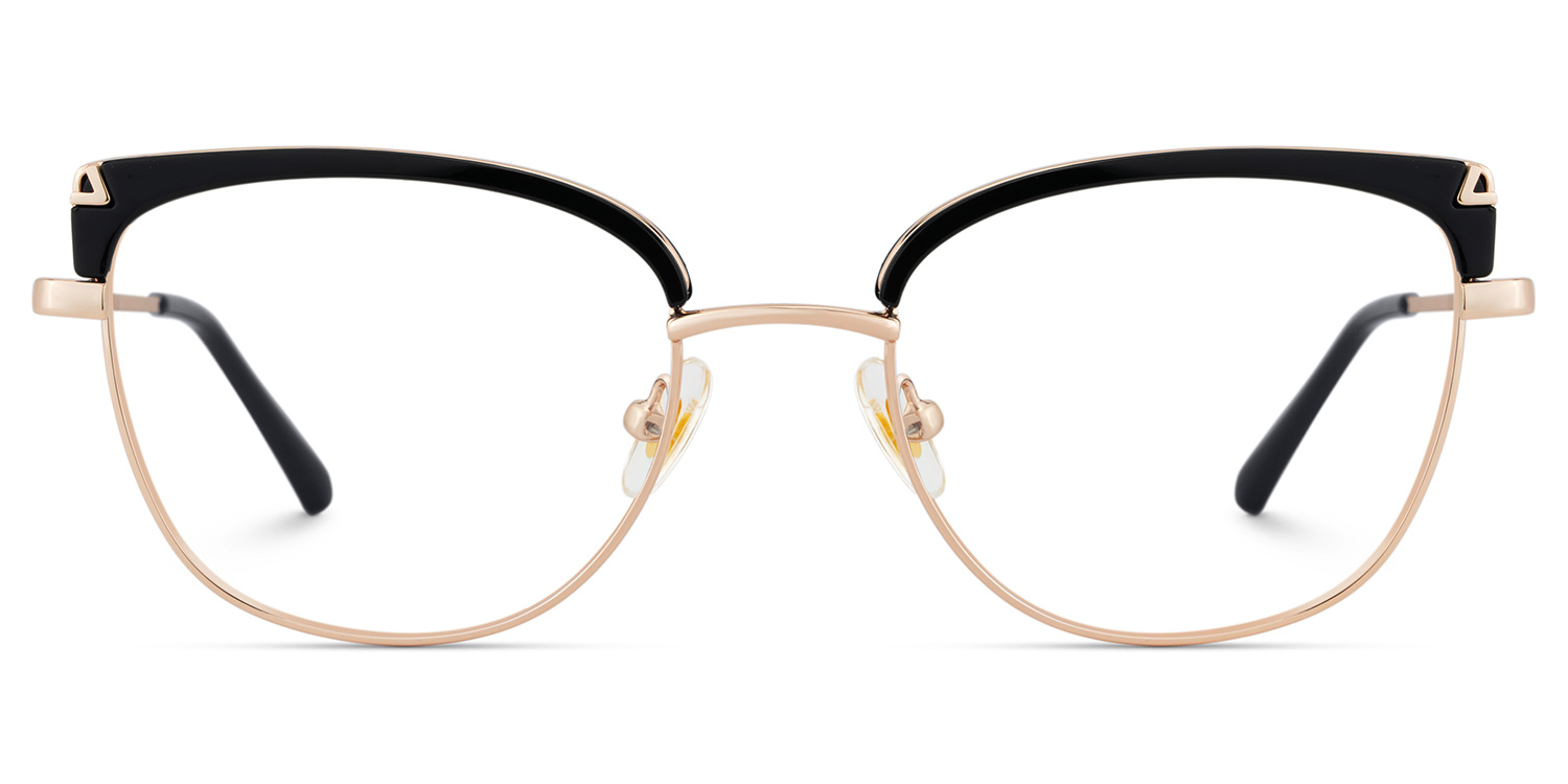 Beau Eyeglasses in Cat eye Black Gold Frame | ZEELOOL UK1