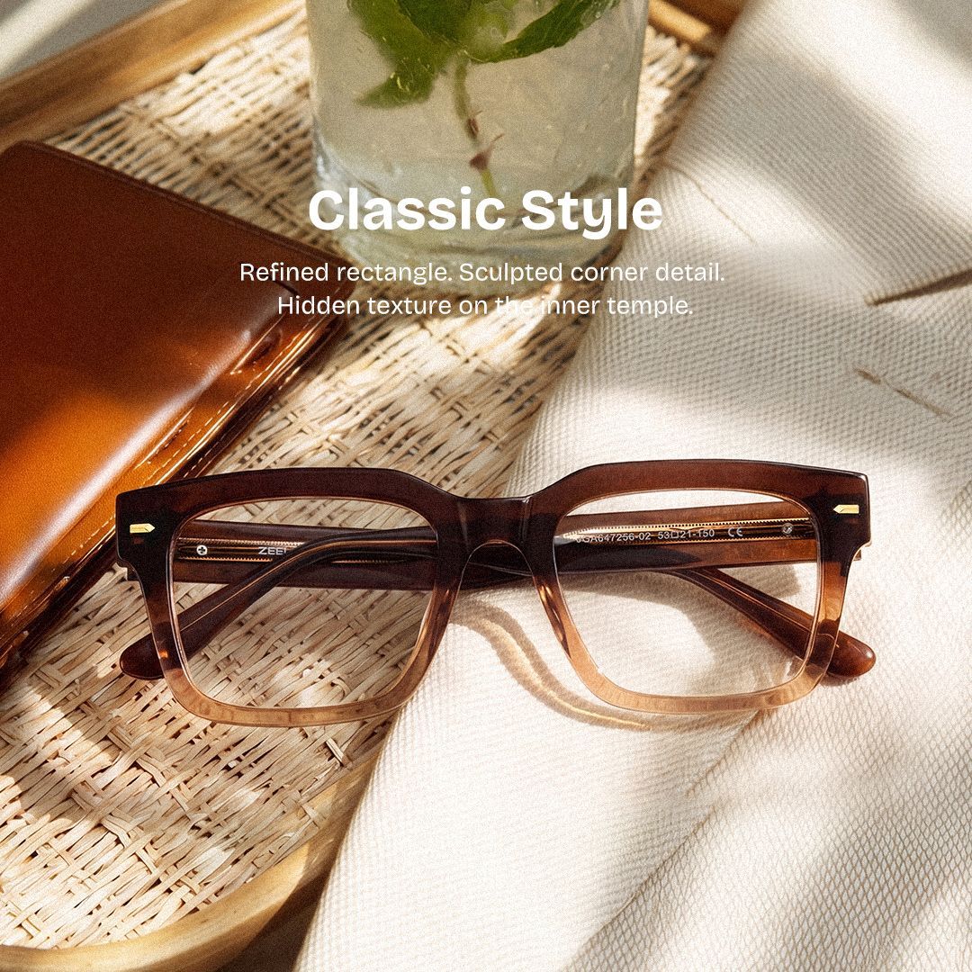 Benjamin Two-tone Wide Rectangle Glasses | ZEELOOL0