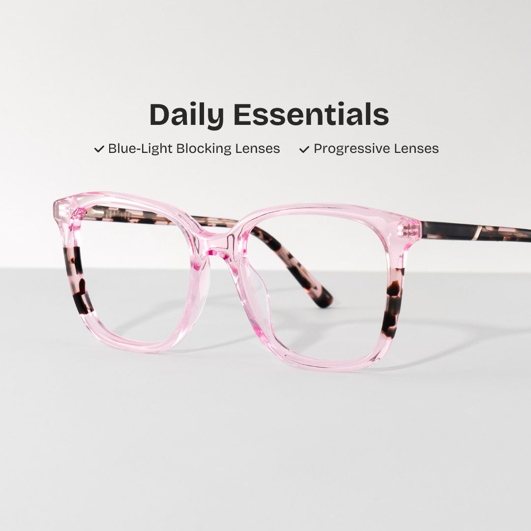 Finnley Acetate Pink Frame Glasses with Square Shape | ZEELOOL UK0