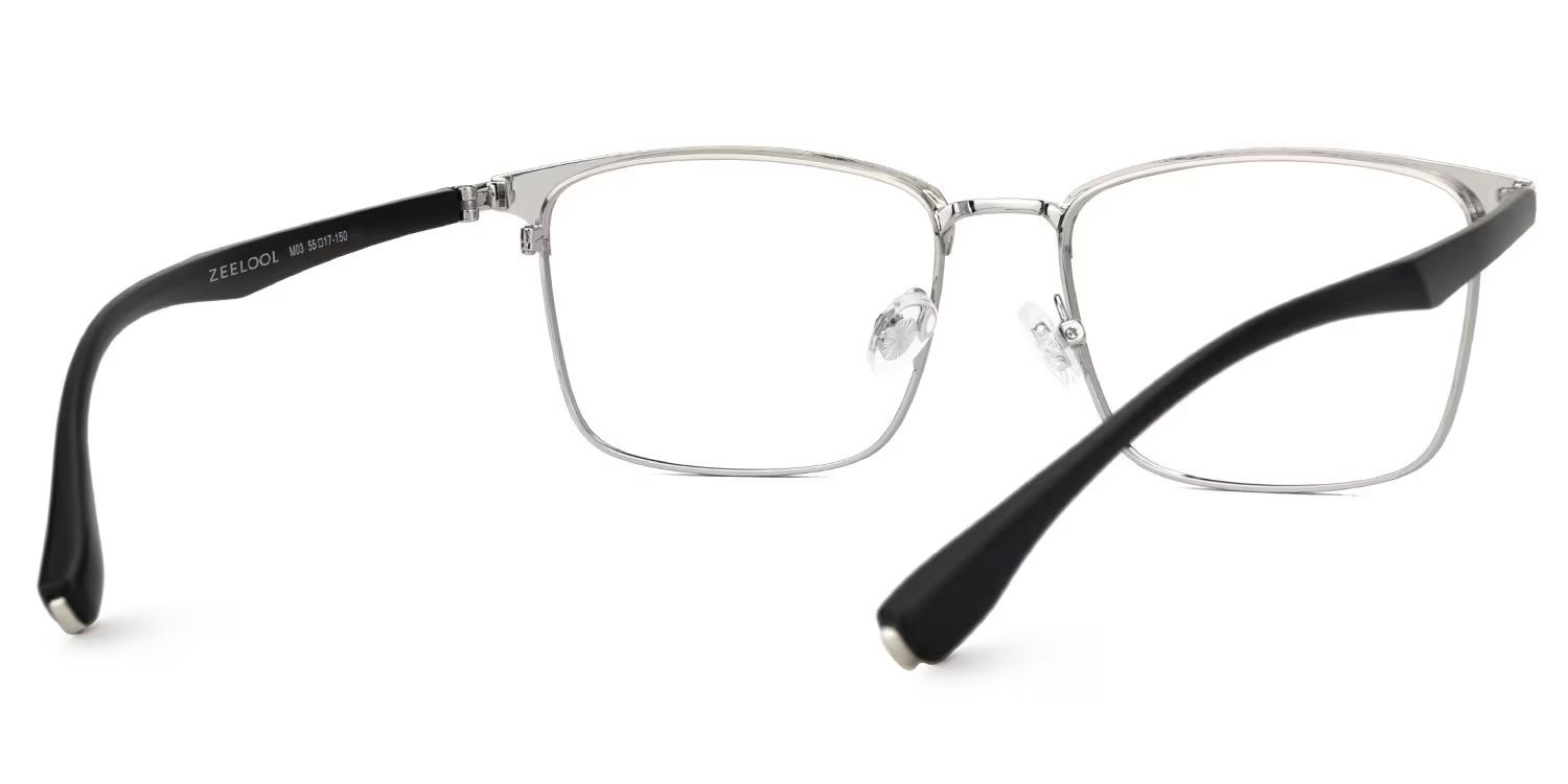 Eaddy Silver Eyeglasses with Rectangle Shape | ZEELOOL UK3