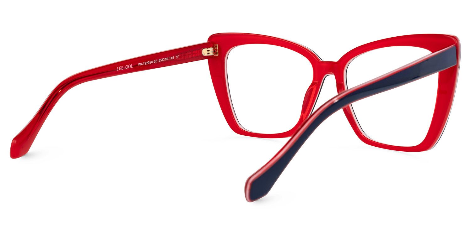 Shanell Butterfly Blue-Red Frame Glasses | ZEELOOL UK3
