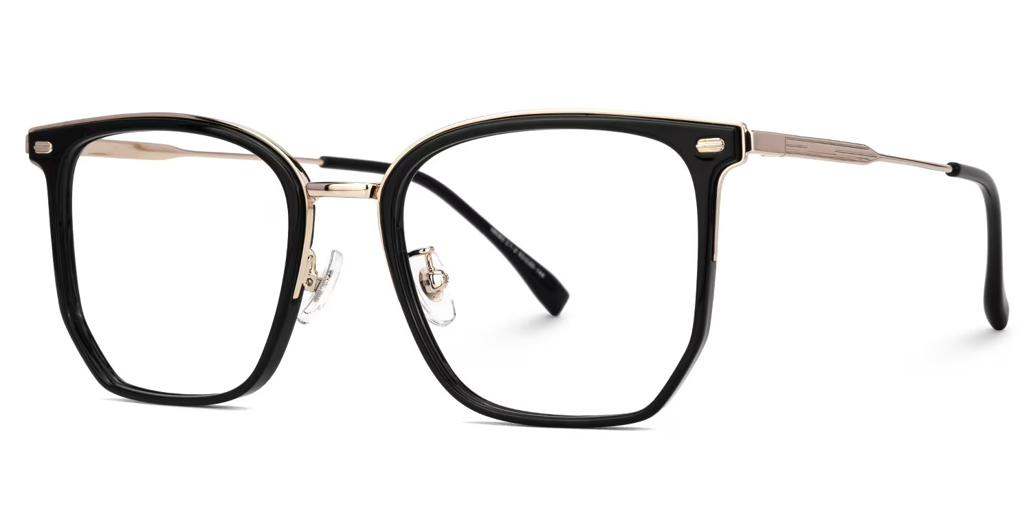 Roque Mixed-material Geometric Black Frame Glasses | ZEELOOL UK2