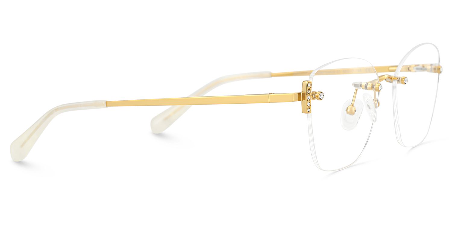 Gold Rectangle Jaxon Glasses with Rimless | ZEELOOL UK3