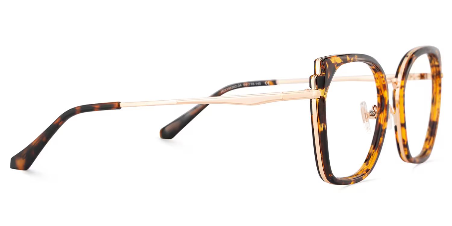 Tortoise Metal Frame Glasses With Wide Size For Women4